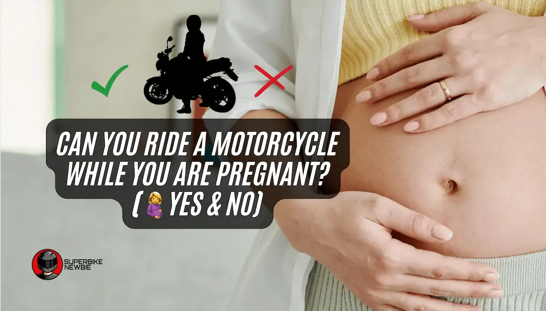 Image shows a pregnant woman with her hands over her belly in close up. the woman is pregnant. on the left of the image is graphic of lady biker with the green check mark and a red cross mark on either side of the lady biker graphic.