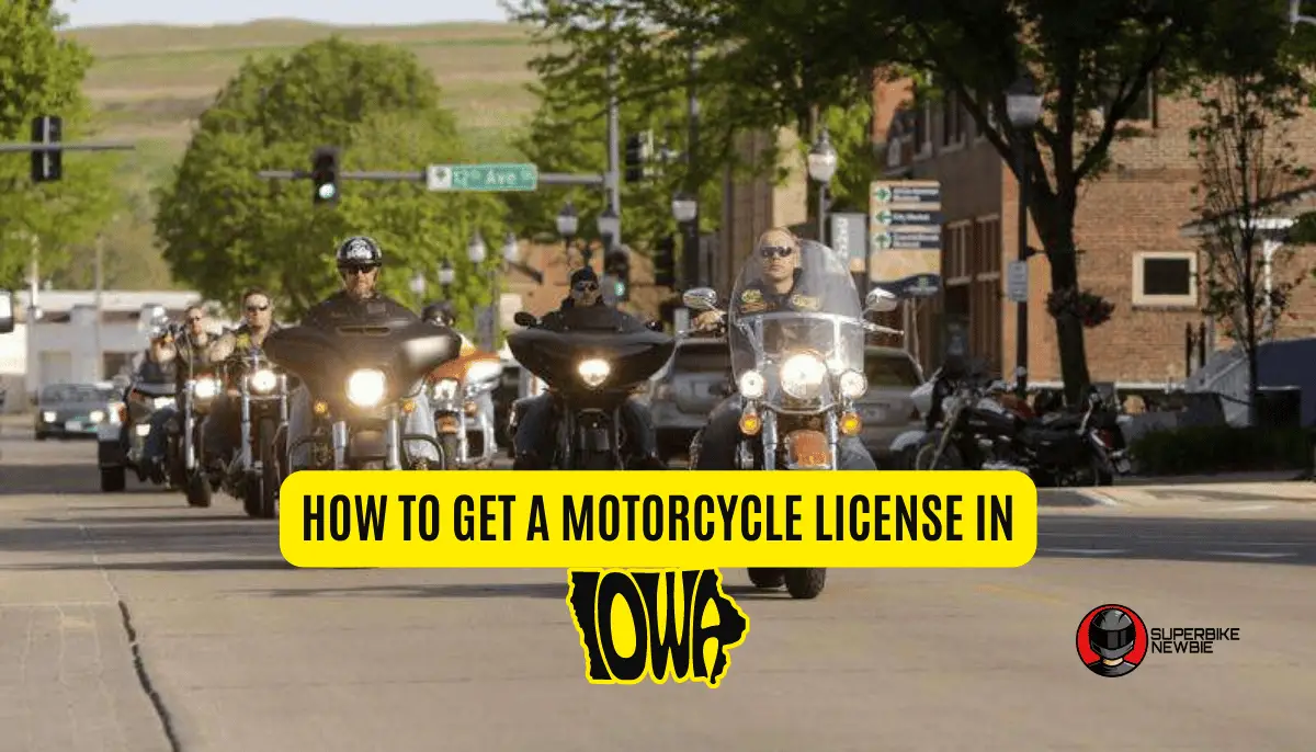 Motorcycle club riding through the steets of Iowa