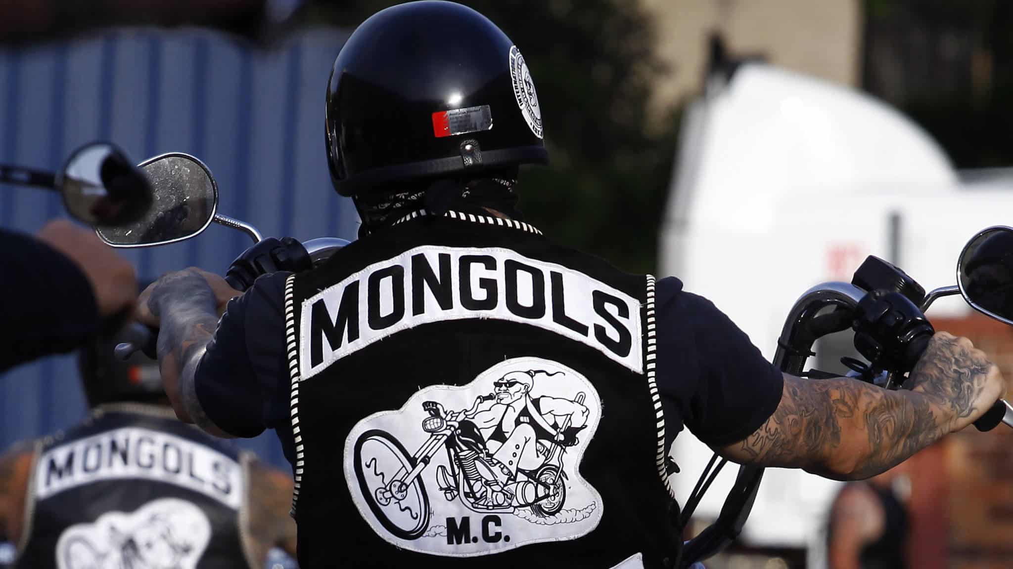 Mongols MC rider with back patch, the Hells Angels rival club