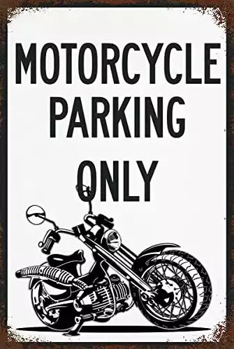 Larkverk Motorcycle Parking Only Tin Sign Wall Art Vintage Man Cave Bar Shop Garage Metal Sign Home Office Decor Tour Art 12 x 8 in (Multi-25)