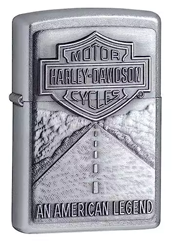 Zippo Harley Davidson Shield and American Legend Emblem Street Chrome Pocket Lighter